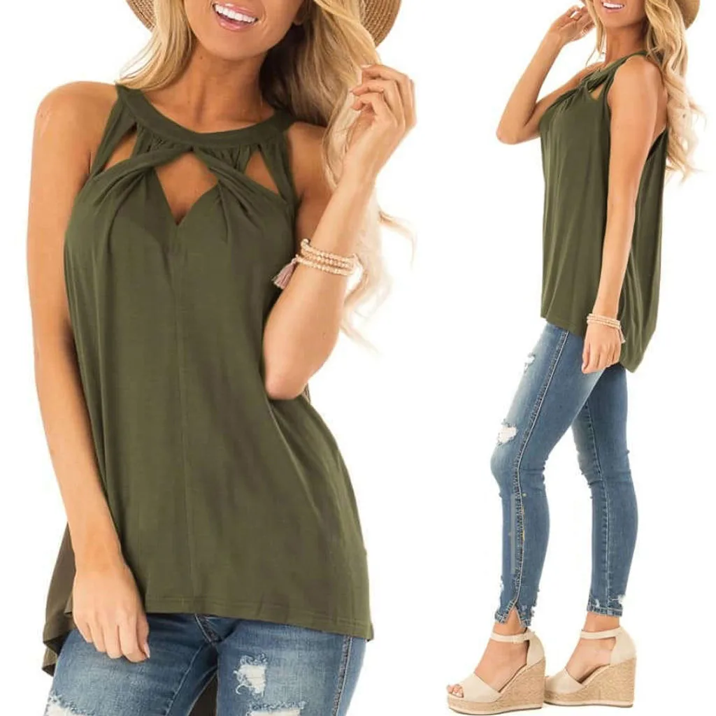 Для женщин пикантные укороченный Топ висит шеи крест полый рукавов без бретелек