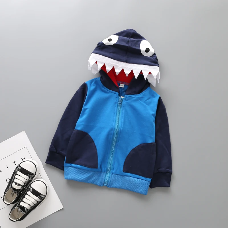 Зимняя Детская куртка с капюшоном на молнии рисунком крокодила классическое