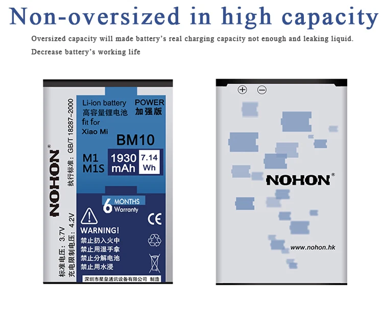 Nohon аккумулятор BM10 BM20 BM35 BM36 для Xiaomi mi 1 1 S 2 2 S 4C 5S mi 1 mi 1 S mi 2 mi 2 S mi 4C mi 5S акумуляторная батарея телефон замена Аккумуляторы мобильных телефонов