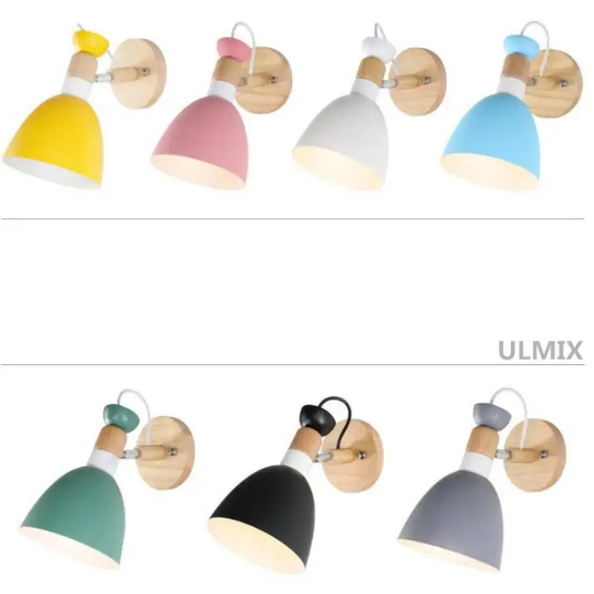 Современные железные Настенные светильники из цельного дерева E27 светодиодные