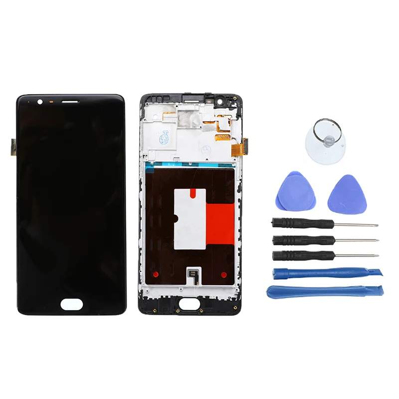 Для OnePlus lcd дисплей кодирующий преобразователь сенсорного экрана в сборе Набор с рамкой Замена для Oneplus 3 3T A3000 A3003 черный белый