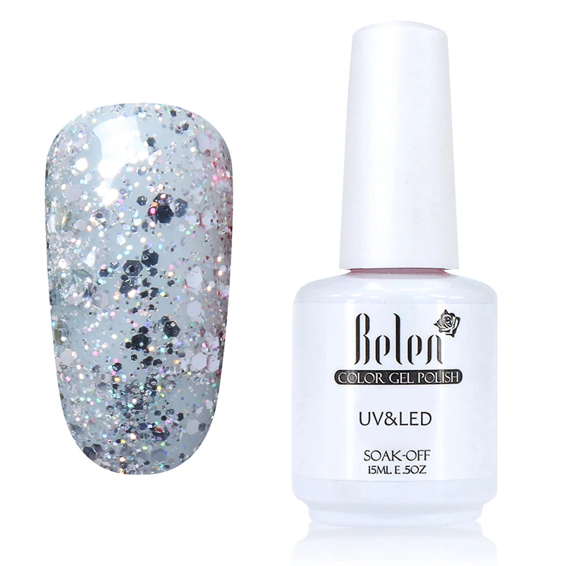 1853 Belen 15ML Gelpolish Semi Permanent Gel Nail Polish 3D Professional Glitter Soak Off UV LED Gel Lacquer Gel Varnish Lak - Цвет: 1853