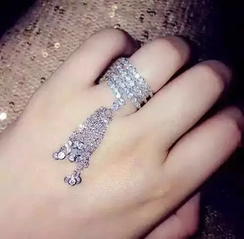 Длинное кольцо с кисточкой и четырьмя слоями регулируемого пальца|tassel ring|ring with