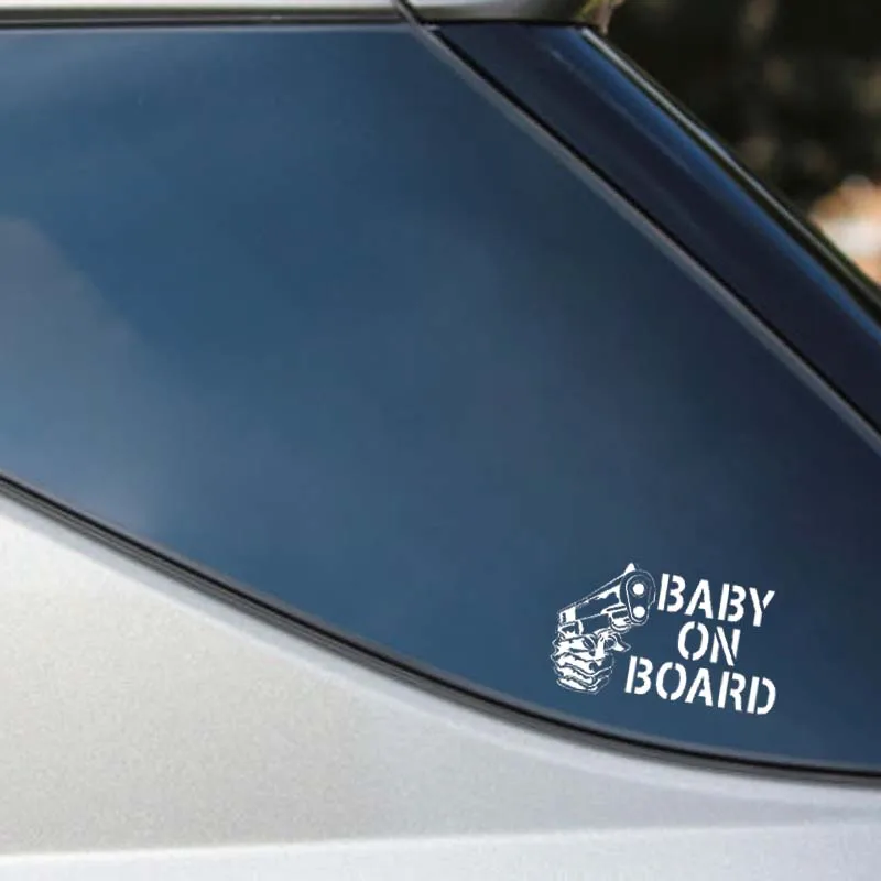 QYPF 15.2CM*9CM Vinyl Decal Car Sticker Baby On Board Gun Black Silver C14-0104 | Автомобили и мотоциклы