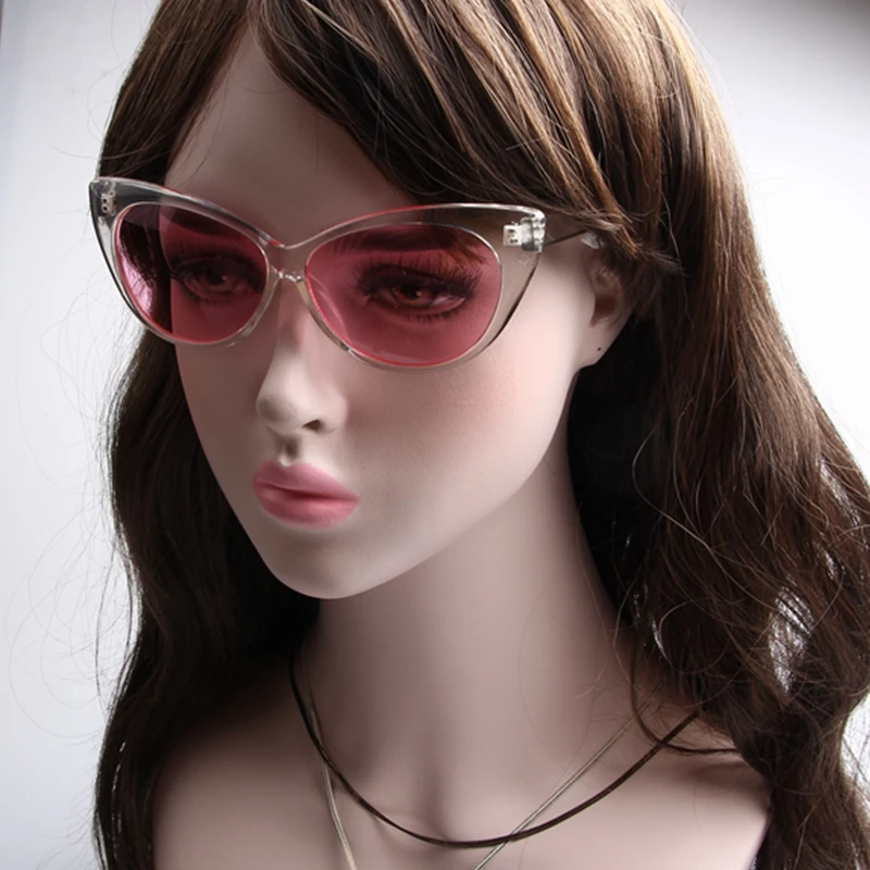 Дешевые кошачий глаз Солнцезащитные очки для женщин Для прозрачный Рамки ясно