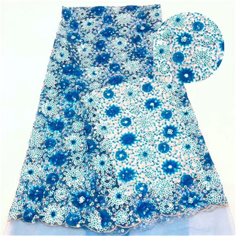 2019 Latest Nigerian Sequins Laces Fabrics High Quality Tulle African Fabric Wedding Dress French Lace Material 5yards/Lot | Дом и сад