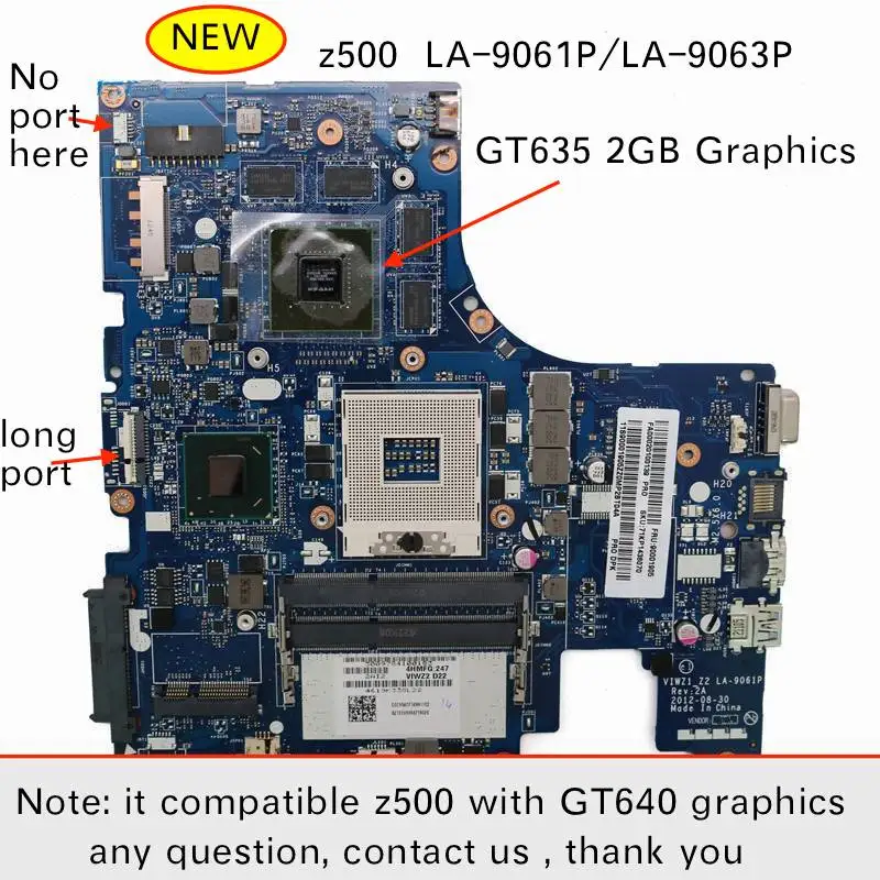 Оригинальная новая материнская плата для Lenovo Z500 ноутбука ПК с GT635M 2 Гб видеокарта