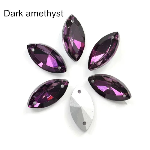 Dark Amethyst Высококачественные цветные хрустальные стразы в виде конского глаза, пришитые сзади, стразы в виде листьев для свадебного платья B3676 - Цвет: Dark Amethyst