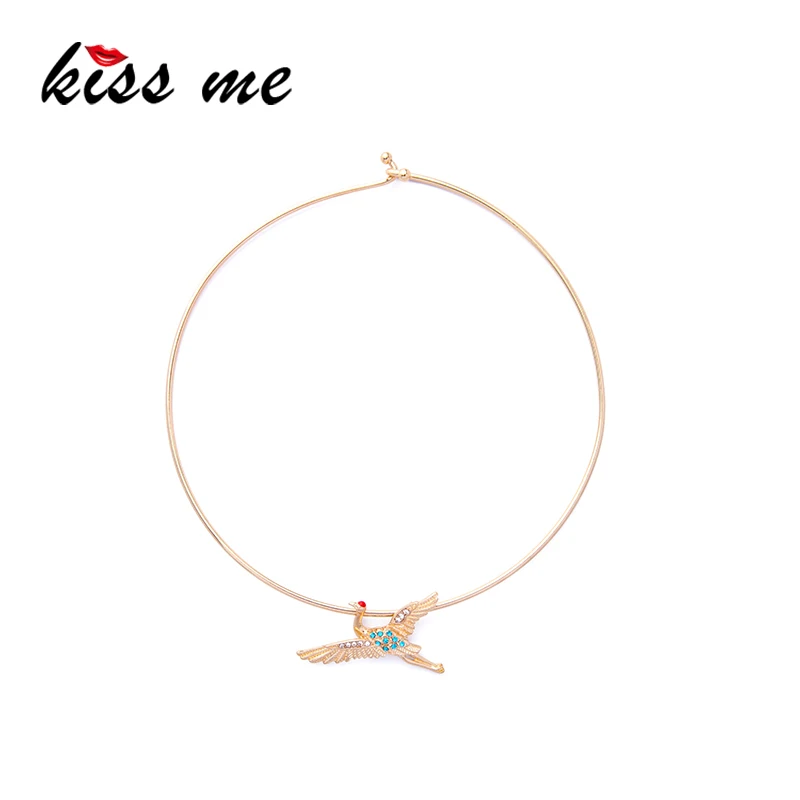 Женское Ожерелье-чокер KISS ME элегантное Золотистое с кристаллами из сплава/птицы