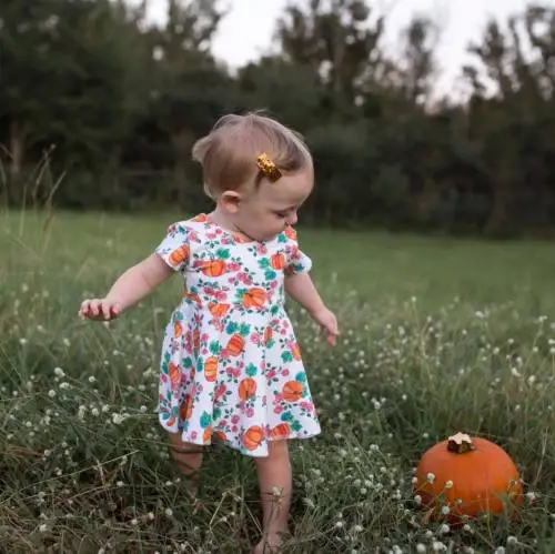 Новинка летнее платье-пачка с принтом тыквы для маленьких девочек милое платье