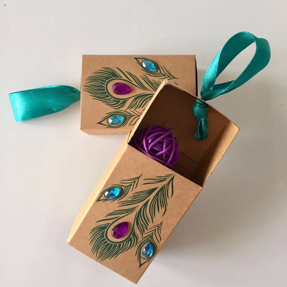 25 шт./упак. DIY Павлин перо конфеты коробки ящик дизайн Свадьба Дети День рождения