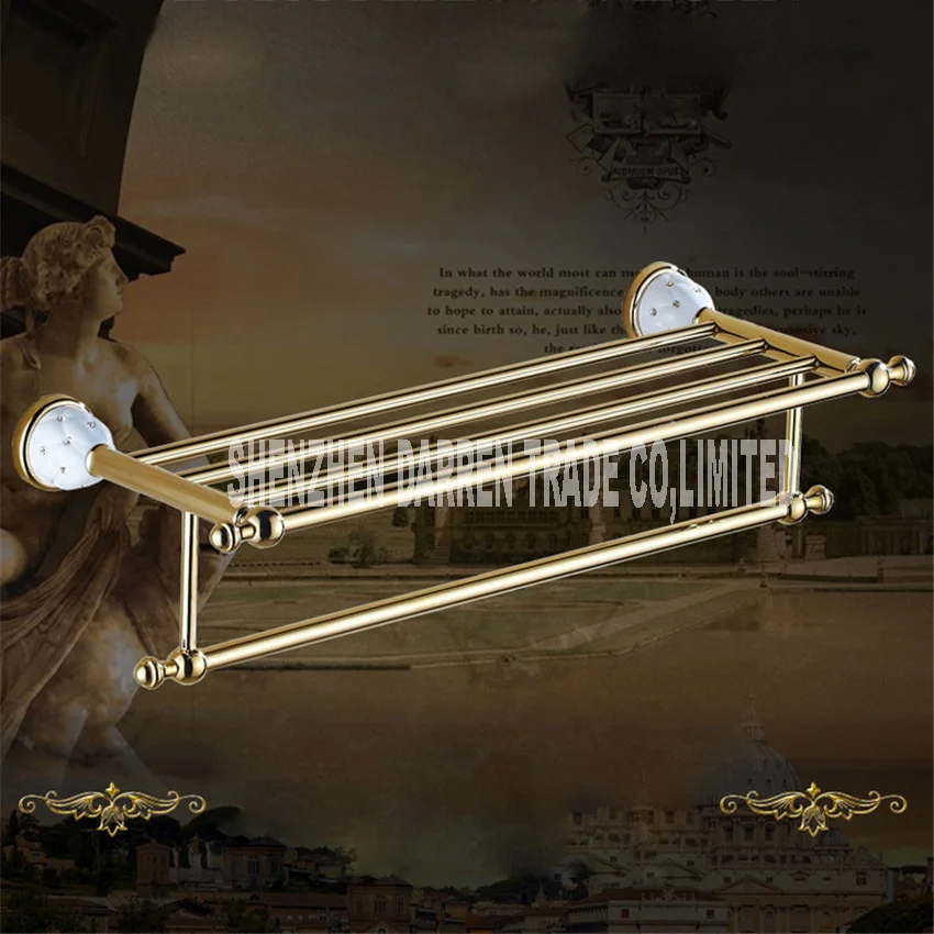 

New arrival Towel Racks Luxury Bathroom Accesserries High Quality Golden Finish Bath Towel Shelves Towel Bar bath hardware Hot