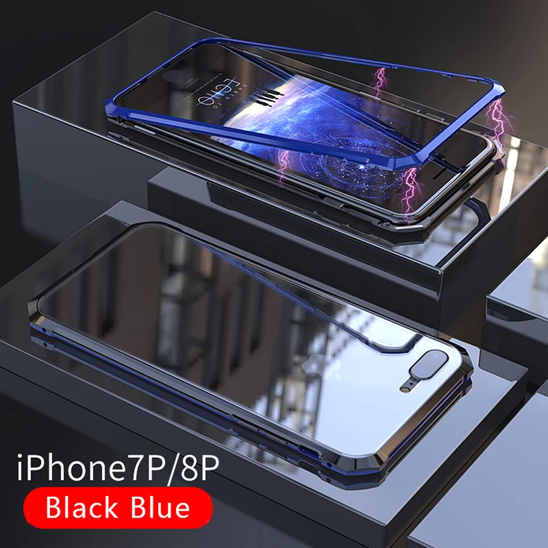 Для iPhone 7 чехол Роскошный Жесткий магнитный металлический прозрачный защитный чехол для телефона для iPhone 7 8 Plus задняя крышка