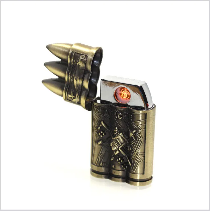 Ракета плазменная Зажигалка яркая Золотая USB Электронная зарядка сигарета