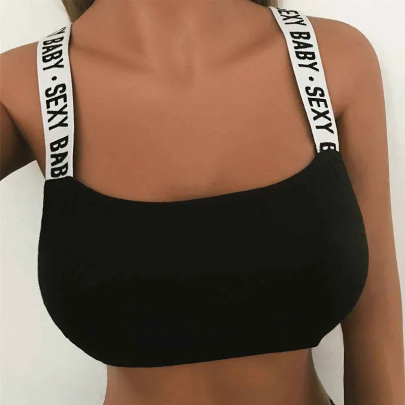 2018 Новая мода письмо повседневные Летние пикантные Топики женские без рукавов
