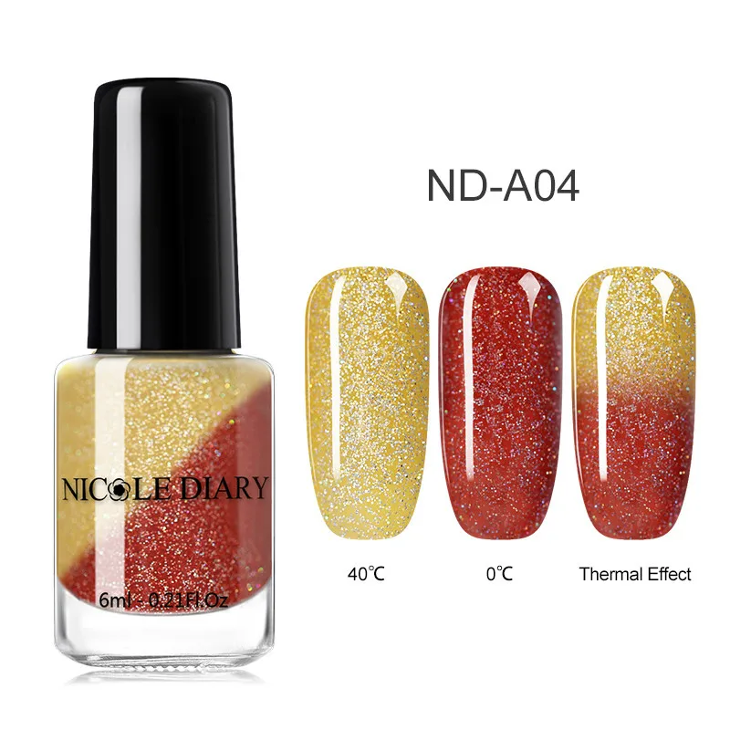Holo Thermal 04 NICOLE DIARY голографический лак для ногтей тепловой блеск Хамелеон Температура Изменение цвета маникюрный лак градиентный лак для ногтей - Цвет: Holo Thermal 04