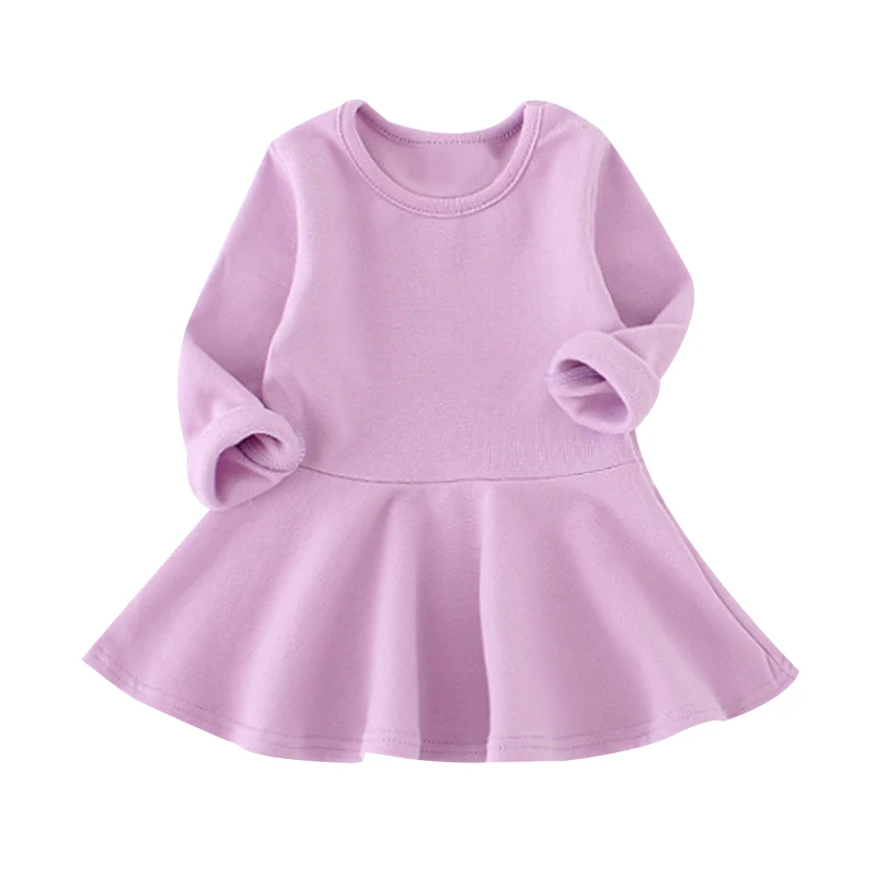 7 Color New 2018 Autumn Kids Solid Cotton Dress Girls Long Sleeve Dresses Girl Baby Vestidos Infant Clothing Children'S Clothes | Детская