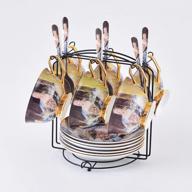 6piece set Европа набор кофейных чашек Золотая наклейка parrten Британский Фарфор керамический чайный набор горшок Чай горшок набор после полудня кофейная чашка Чай Вечерние - Цвет: 6piece set
