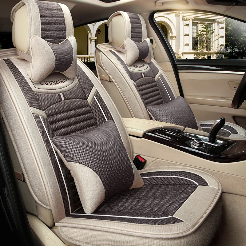 Универсальные (передние и задние) льняные автомобильные чехлы на сиденья для Fiat