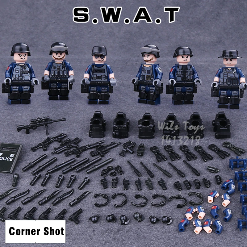 6 шт. SWAT военные морские котики команда WW2 угловой выстрел оружие солдат армия