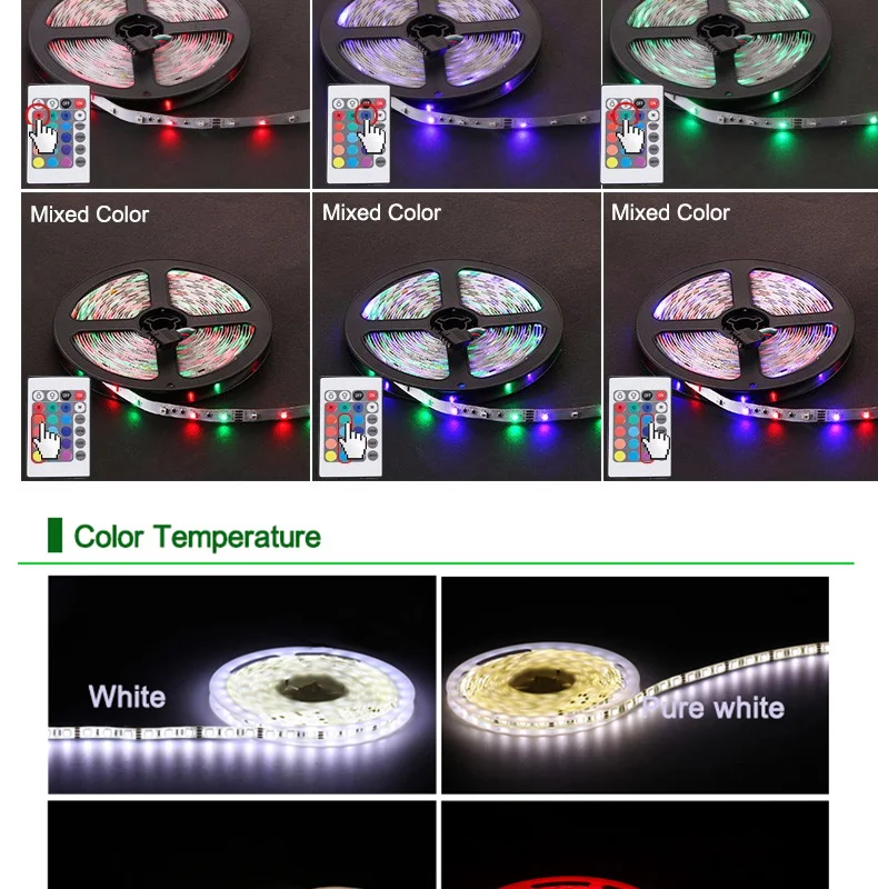 Светодиодная лента свет 5 м лента светодиодная SMD 5050 DC 12 В 60leds/M IP65 Водонепроницаемый для рождественской вечеринки дома украшения Гибкая RGB подсветкой Клейкие ленты led лента