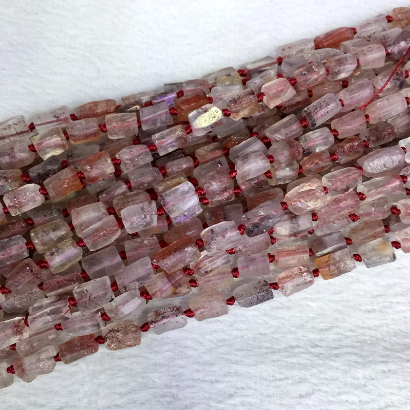 Natural Genuine Red Super Seven Melody Stone Hand Cut Nugget Free Form Loose Rough Matte Faceted Beads 6-8mm 05381 | Украшения и