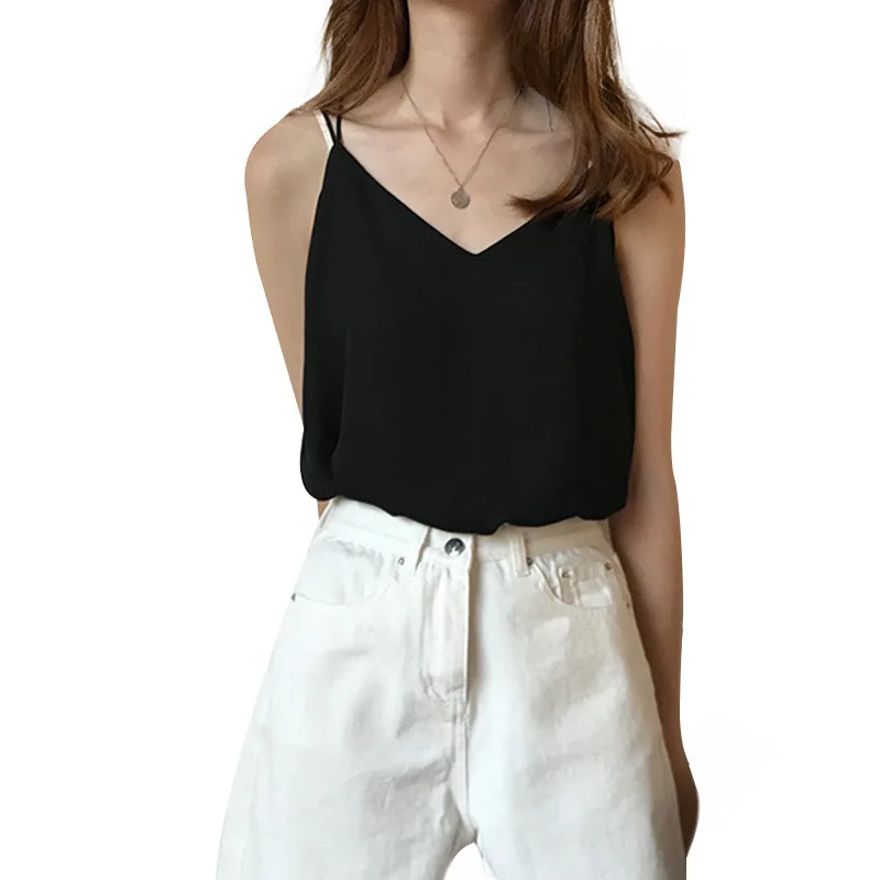Summer New Tanks Female Vest Tide Pure Color Bottom Open Back Shirt T-shirt Wholesale White Top Women Tank | Женская одежда