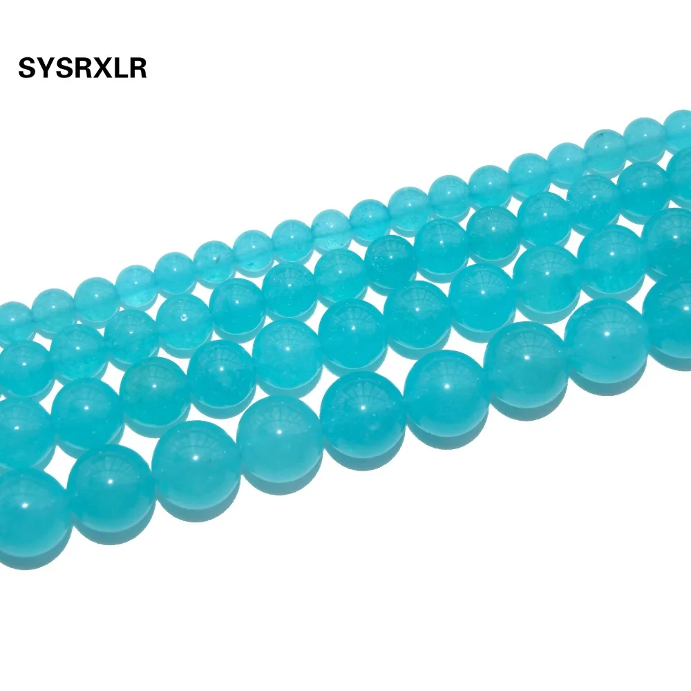 Wholesale Natural Stone Light Blue Chalcedony Jades Round Beads For Jewelry Making DIY Bracelet Necklace 6 8 10 12 MM Strand | Украшения и
