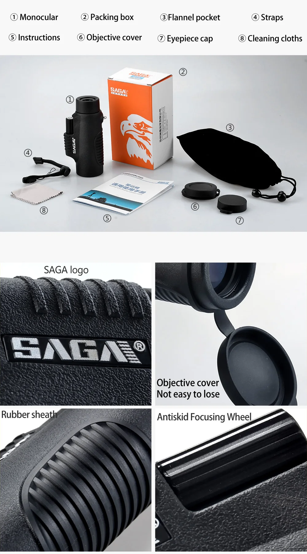 SAGA BAK4 8x32 10x42 Монокуляр телескоп HD Мини Монокуляр Открытый Охота Кемпинг прицелы телефон