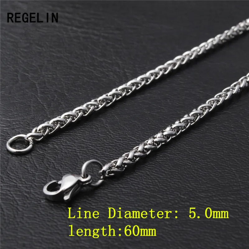 5x60 Regelin 50/60/70/80 см Длина Нержавеющая сталь цепи карабины простой цепи Цепочки и ожерелья для Для мужчин Вечерние - Окраска металла: 5x60