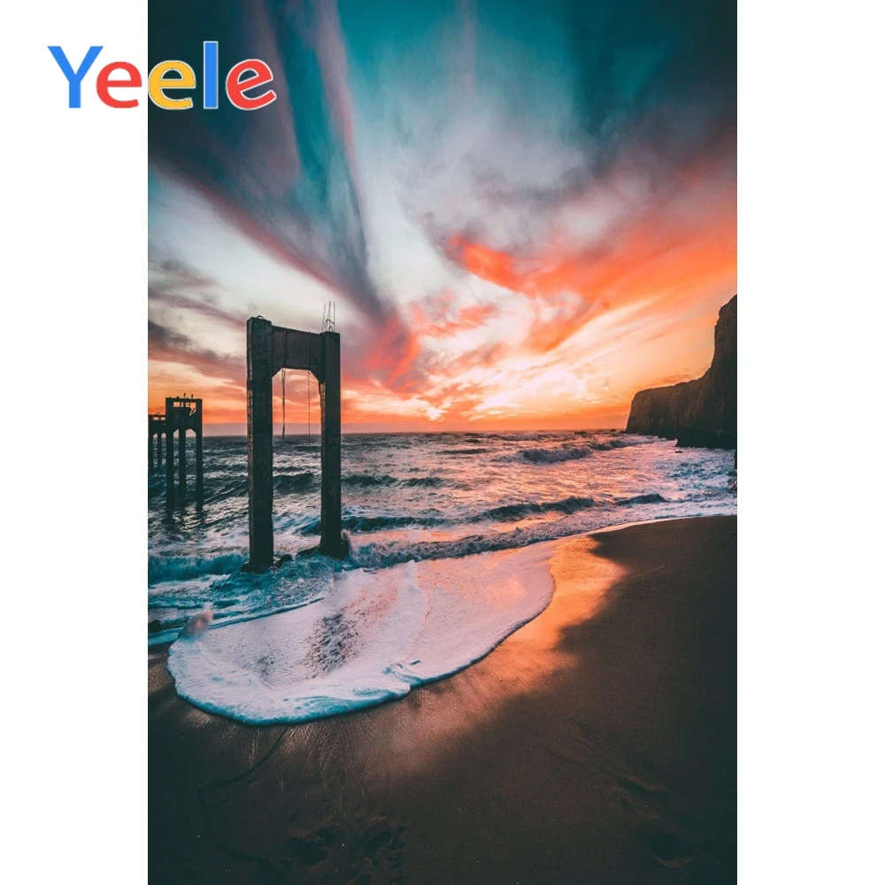 Yeele Waves View на морское побережье закат Свадебный портретный фон для фотосъемки