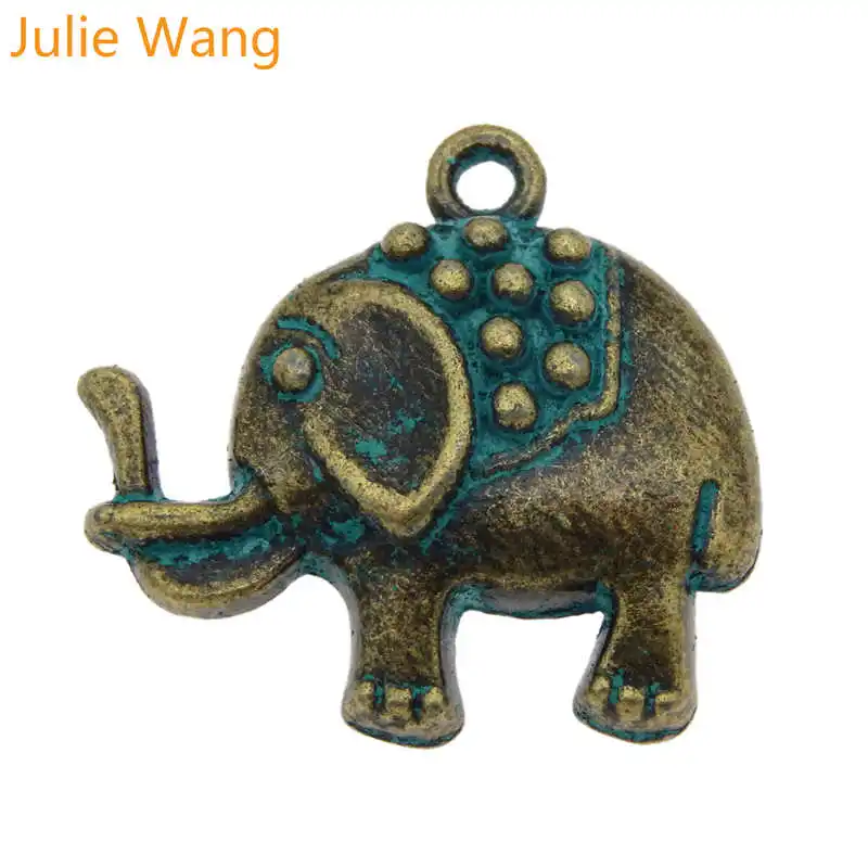 Julie Wang 4 шт украшения в виде слонов Животных различной формы Античный Зеленый