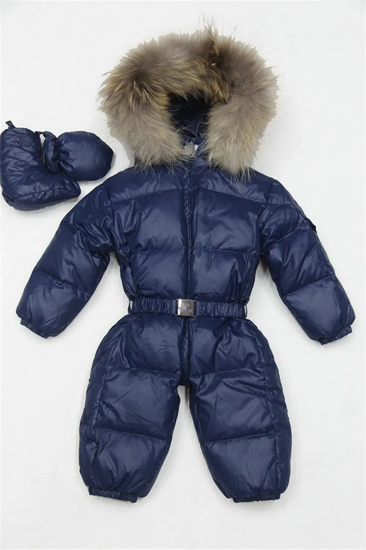 6 М 3 Т Сгущает Детские Младенческой Snowsuit Природа Меха детские зимние Комбинезоны