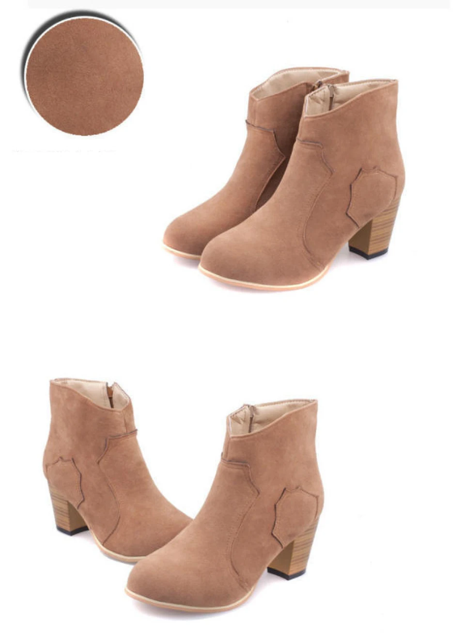 Plardin Woman Fashion Concise Winter Martin Mid-calf Snow Boots Women Shoes Square Heel Square Toe Zipper Women's Snow Boots