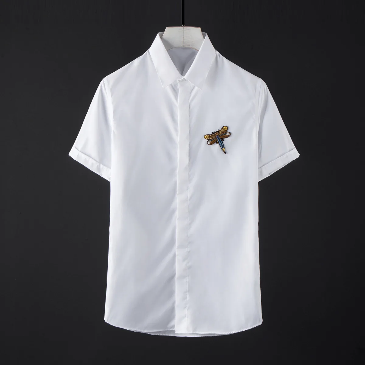 Мужские рубашки из 100% хлопка роскошные мужские с коротким рукавом Украшенные