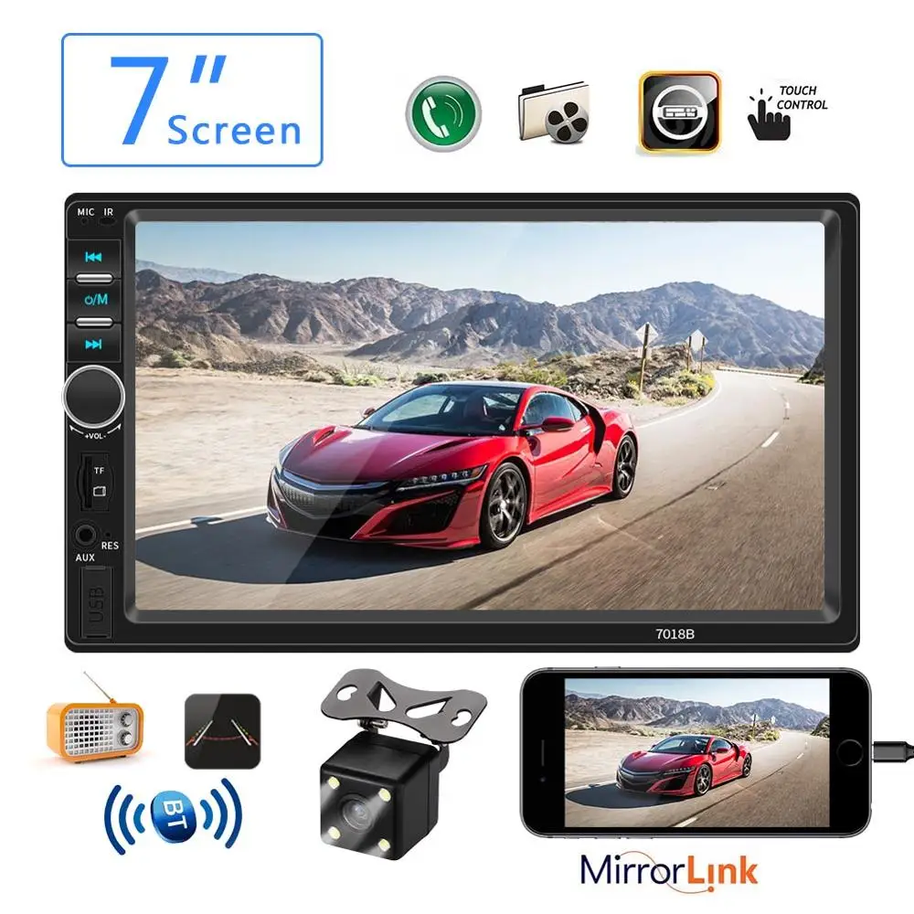 Авто Радио Стерео Bluetooth 2 Din 7 дюймов сенсорный экран Экран Аудио Поддержка Зеркало