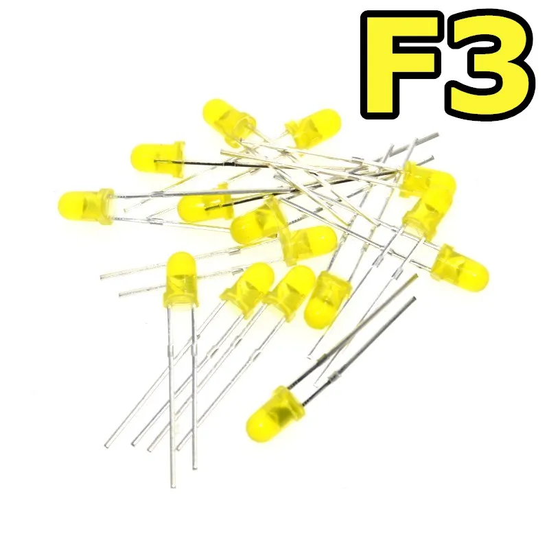 AEAK Yellow F3 3 мм светодиодный желтый светоизлучающий диодный светильник желтого цвета 600-800MCD 1000 шт