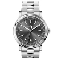 poniger men business 50m waterproof fashion dress automatic self wind mechanical wrist watches with calendar steel