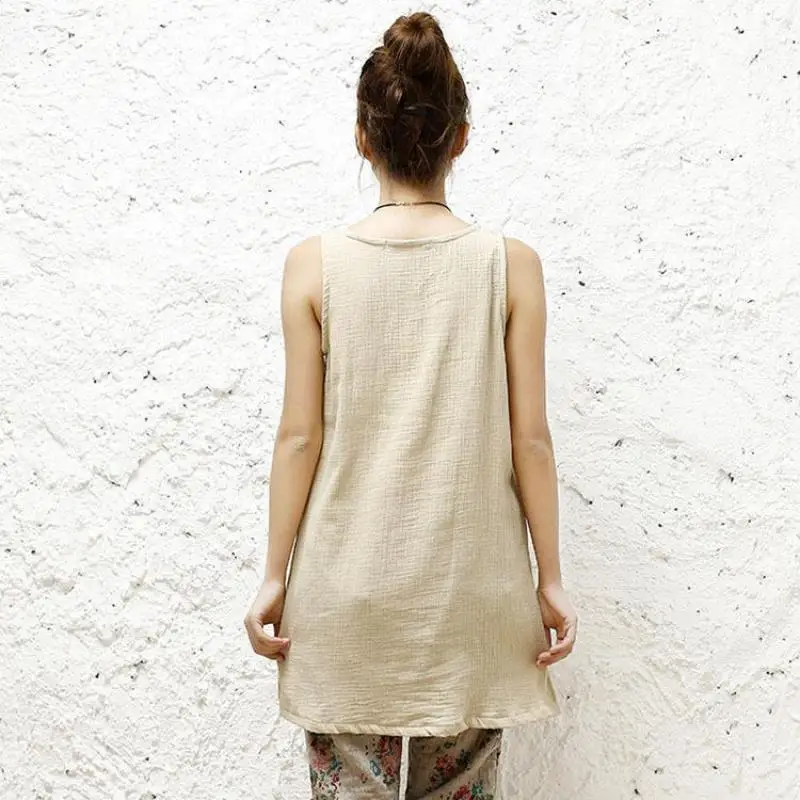Весна-лето 2020 оригинальный Простой хлопковый льняной топ на бретелях для женщин