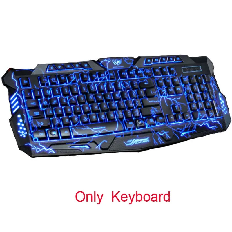 Трехцветная компьютерная игровая клавиатура с подсветкой Teclado с питанием от USB, полностью n-клавишная игровая клавиатура для настольного компьютера, ноутбука, русская наклейка - Цвет: only keyboard