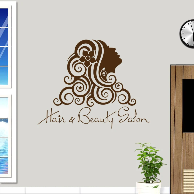 Наклейка для парикмахерской на стену Виниловая наклейка окна ножницы Декор