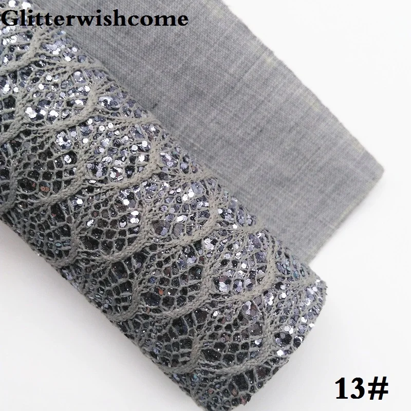 13 Glitterwishcome 30X134 см мини кружево в рулоне блестящая кожа, рыбка чешуя Русалки Fabirc кожа ткань винил для луков, GM020 - Цвет: 13
