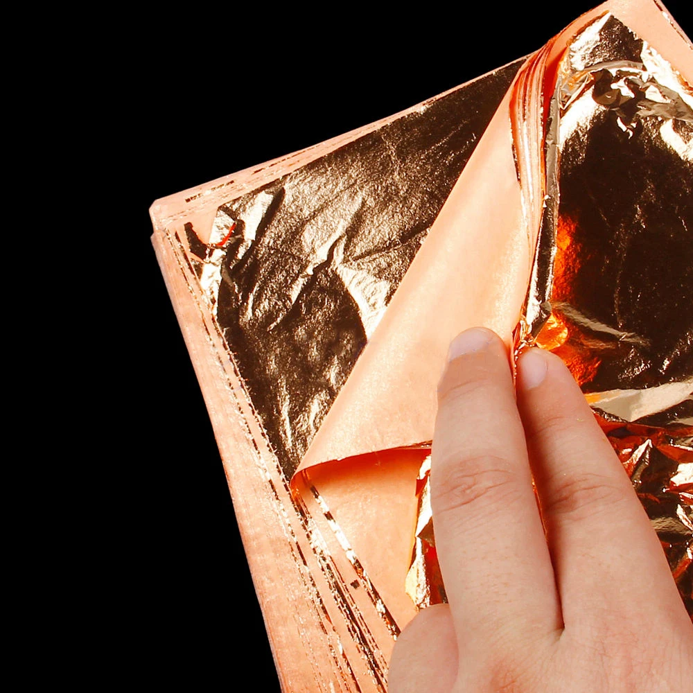 Copper 100 шт Золотой/Серебряный/медный лист листы с тканью DIY фольги бумага Скрапбукинг Ремесло скольжение Искусство ремесло украшение дома 14*14 см - Цвет: Copper