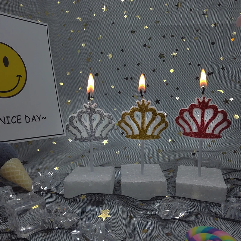 Свеча в форме короны золотой блеск день рождения свеча украшение для торта