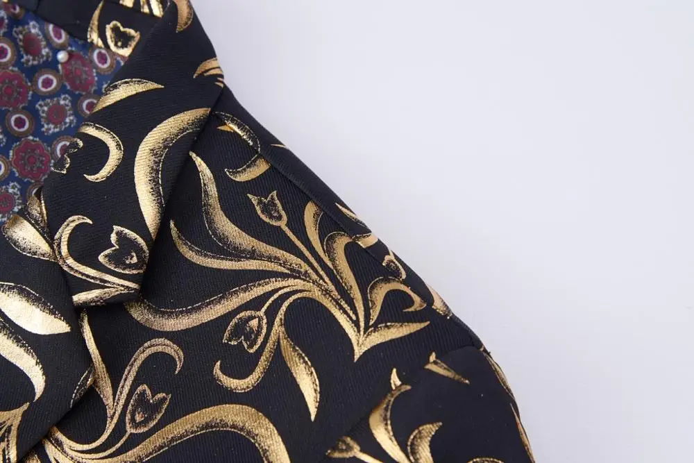 2019 мужской повседневный костюм Мужская Весенняя верхняя одежда золотая ткань