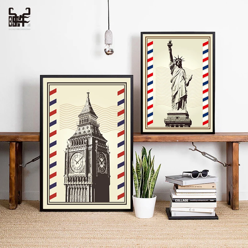 Постер на холсте в стиле ретро Европейское здание живопись итальянский флаг