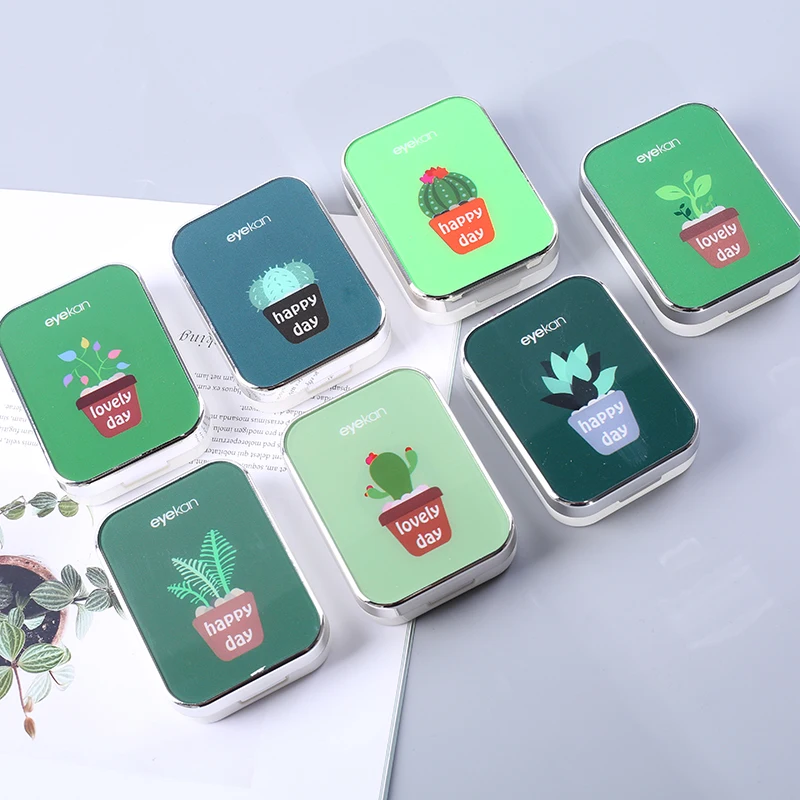Cute full function Double small cartoon fashion luxury lens box Plastic Mirror Contact Lens Case | Аксессуары для одежды
