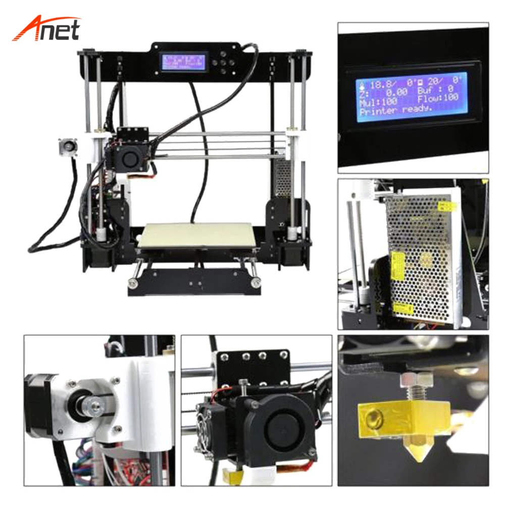 Anet A8 Самый дешевый наиболее популярные 3d принтер высокой точности акриловые pla