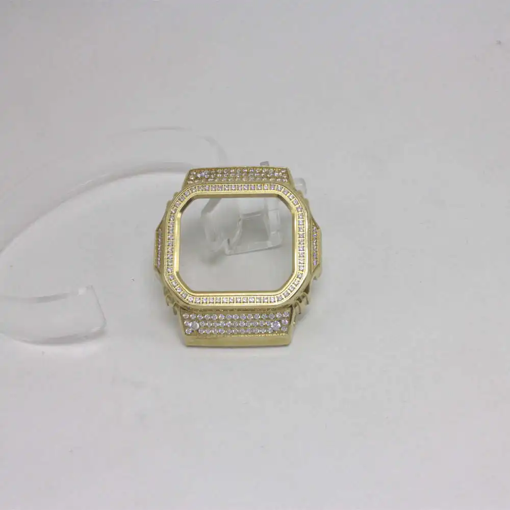 Gold Алмазный металлический чехол для часов DW5600/5610 GW-5000 5035 из нержавеющей стали, рамка для браслета, аксессуары для часов - Цвет ремешка: Gold