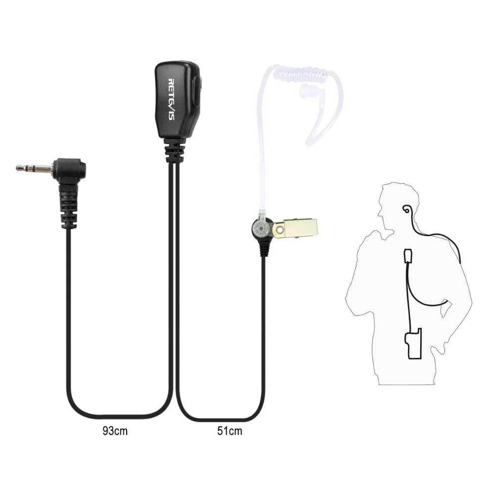 2 шт. Retevis T 001 1 Pin гарнитура PTT MIC шумоподавление тайная воздушная Акустическая